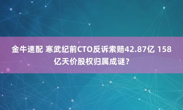 金牛速配 寒武纪前CTO反诉索赔42.87亿 158亿天价股权归属成谜？